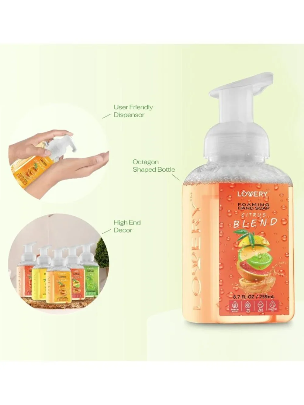 Moisturizing Foaming Hand Soap - 5-Pack with Aloe & Essential Oils, Citrus